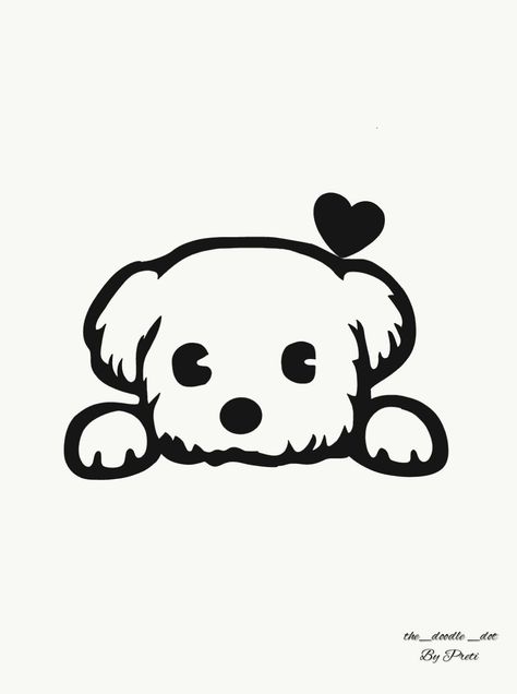 Cute Puppy Cartoon Drawings, Cute Drawings Dogs Easy, Dog Line Drawing Simple, Pet Drawings Easy, Dog Black And White Drawing, Doodle Dog Drawing, Cartoon Dog Tattoo, Cute Dog Drawing Easy, Easy Dog Drawing