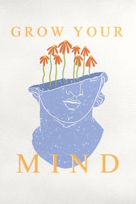 A motivational Mythology greek sculpture inspired wall art print 'grow your mind' perfect for the person who has a growth mindset, is seeking wisdom and power and consistently wants to develop. Self Growth Art Drawing, Personal Growth And Development Aesthetic, Greek Posters Mythology, Greek Mythology Prints, Growth Art Drawings, Growth Mindset Illustration, Personal Growth Drawing, Art About Growth, Personal Growth Illustration