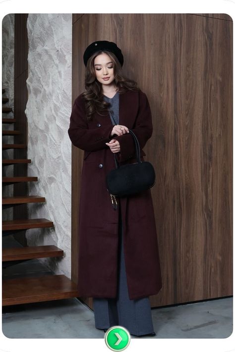 Maroon coat with a tailored fit, perfect for winter evenings or formal gatherings. A rich, sophisticated choice for classy winter wardrobe ideas. Maroon Coat, Classy Winter Outfits, Winter Outfit Inspiration, Wardrobe Ideas, Winter Outfit, Winter Wardrobe, Stay Warm, Winter Outfits, Outfit Inspirations