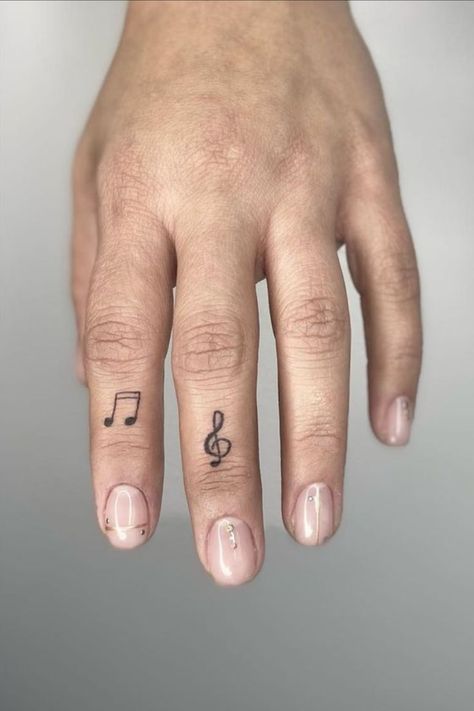 Finger Tattoo Idea, Scratch Tattoo, Small Music Tattoos, Notes Tattoo, Music Notes Tattoo, Music Note Tattoo, Music Tattoo Designs, City Tattoo, Note Tattoo