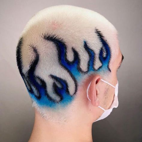 Hair Tattoo Designs, Women's Undercut, Bleached Hair Men, Shaved Head Designs, Flame Hair, Hair Colour Design, Dyed Hair Men, Shaved Hair Designs, Buzzed Hair