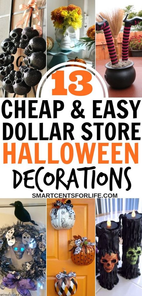 13 cheap and easy Dollar Store Halloween Decor Ideas -Want to have a Halloween on a budget? Check out how you can turn cheap Halloween Dollar store supplies into awesome Halloween decorating ideas! This different Halloween decor ideas will bring lots of fun for you and your family! Have a frugal Halloween without spending a fortune! #Halloween #DIY #HalloweenDecor #Holidays #DIYHalloweenDecor #HalloweenIdeas #HalloweenParty #HalloweenDecorations #DIYHalloweenDecorIdeas Halloween On A Budget, Halloween Decoration Diy, Store Halloween Decorations, Diy Halloween Party, Meme Costume, Dollar Store Halloween Decorations, Halloween Basket, Halloween Decor Diy, Halloween Decor Ideas