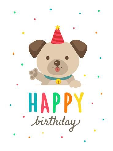 Happy Birthday Pug, Birthday Pug, Happy Birthday Dog, Birthday Card Sayings, Happy Birthday Art, Birthday Illustration, Birthday Dog, Birthday Wishes And Images, Dog Cartoon