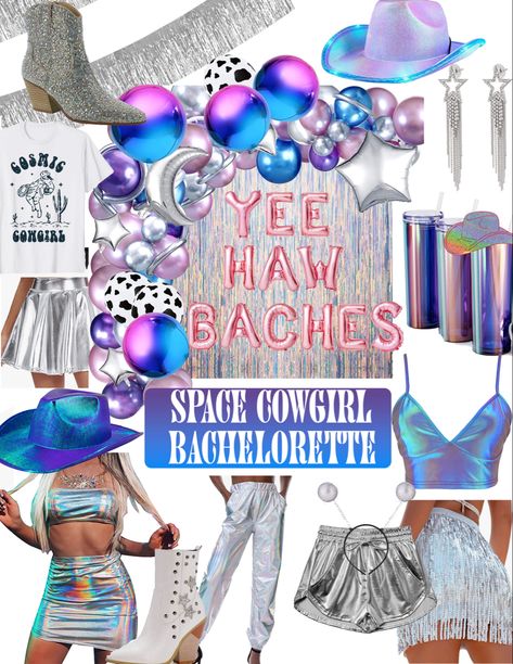 Sparkly Cowgirl Bachelorette, Space Cowgirl Hens Party, Turquoise Bachelorette Party, Cosmic Cowgirl Bachelorette Party, Space Theme Bachelorette Party, Neon Cowgirl Bachelorette Party, Cosmic Cowgirl Bachelorette, Disco Cowgirl Bachelorette Party Outfits, Space Cowboy Bachelorette Party