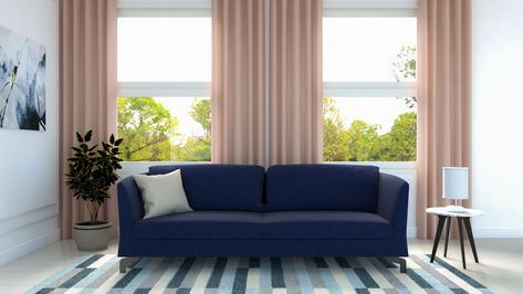 What Color Curtains go with Blue Couch? (10 Interesting Color Ideas) - roomdsign.com Curtains For Navy Blue Couch, Curtains For Blue Velvet Sofa, Sofa Design Living Rooms Indian, Dark Blue Couch, Colour Curtains, Blue Curtains Living Room, Light Blue Curtains, Dark Blue Sofa, Light Blue Sofa