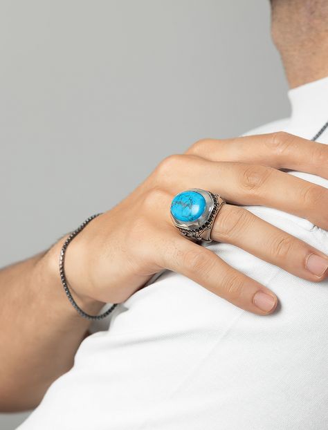 Embrace classic style with our Turquoise Men's Ring, where precision meets the timeless beauty of silver. Ad Rings, Turquoise Men, Men's Ring, Timeless Beauty, Classic Style, Rings For Men, Silver Rings, Turquoise, Ring