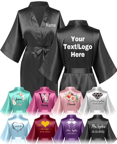 Wedding Day Robes Bridal Parties, I Do Crew Gifts, Gifts For Bridal Party, Bridal Shower Robes, Wedding Day Robes, Robe Pajamas, Bridal Robes Personalized, Personalized Robes, Bridesmaid Robe Personalized