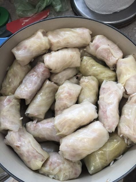 Polish Stuffed Cabbage, Peasant Food, Small Cabbage, Eastern European Recipes, Cabbage Rolls Recipe, Ukrainian Recipes, Stewed Tomatoes, Cabbage Rolls, Size Matters