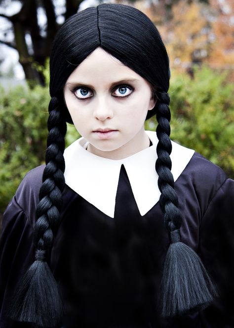 Wednesday Addams Halloween Costume Wednesday Addams Makeup Kids, Wednesday Addams Dress Pattern, Wednesday Addams Costume Makeup, Wednesday Addams Makeup, Wednesday Addams Halloween, Costume Makeup Tutorial, Wednesday Addams Dance, Wednesday Addams Outfit, Wednesday Costume