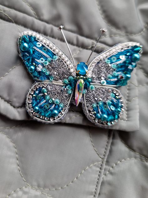 Excited to share the latest addition to my #etsy shop: Blue butterfly brooches for woman, insect jewelry https://etsy.me/3K91p3d #bridalshower #independenceday #animals #silver #unisexadults #artdeco #insectbrooch #beadedbrooch #smallbrooch Butterfly Brooch Handmade, Bee Brooch, Insect Jewelry, Butterfly Brooch, Handmade Beauty Products, Bead Embroidery Jewelry, French Wire, Embroidery Jewelry, Brooches Handmade