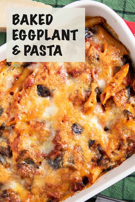 This Baked Eggplant and Pasta dish is excellent as a main or side dish to grilled or fried meat.  With eggplants and tomato sauce, this baked pasta is delicious and filling --- but still light enough for a second serving! Grilled Eggplant Pasta, Eggplant Parmesan Baked Casserole, Eggplant And Pasta Recipes, Eggplant Pasta Recipes, Eggplant Pasta Sauce, Eggplant Recipes Pasta, Baked Ziti With Ricotta, Fried Meat, Eggplant Pasta