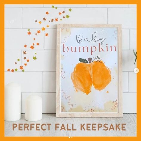 Looking for a cute fall keepsake???🍁🍂 I know I was! I love capturing all my baby's sweet moments!💜 So I made this digital Baby Bumpkin Fall Craft! 🎃 Perfect fall decoration AND keepsake! Comment FALL for the Etsy link! #etsy #etsyshop #fallkeepsake #falldecor #fallcraftsforkids #fallcrafts #babybumpkin #babyprint #babykeepsake #autumn #pumpkin #babycraft #smallbuisness #preciousmoments #keepsakegifts #momlife #moms #babykeepsake #etsysellersofinstagram #digitalart #autumnvibes #babypumpkin Bumpkin Pics Baby, Bumpkin Pics Baby Paint, Bumkins Craft Baby, Baby Band, Baby Apple, Keepsake Crafts, Baby Painting, Fall Craft, Orange Paint