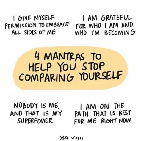 4 Mantras To Help You Stop Comparing Yourself! Mindful Mantras, Comparison Quotes, Comparing Yourself, Feeling Jealous, Stop Comparing, Comparing Yourself To Others, Mental And Emotional Health, Break Out, Human Nature