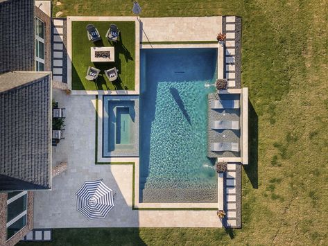 Custom Luxury Pools and Spas Portfolio - Sunset Pools Inc. | Katy, TX & Greater Houston Symmetrical Pool Design, Swimming Pools Kendrick Lamar, Kendrick Lamar Swimming Pools, Modern Pool Design, Square Pool, Geometric Pool, Pool Life, Dream Yard, Luxury Pools