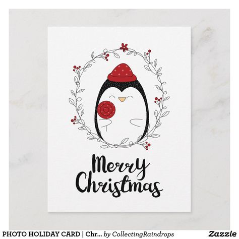 Happy Birthday Hand Lettering, Christmas Cards Drawing, Handpainted Christmas Ornaments, Winter Penguin, Christmas Card Art, Diy Christmas Cards, Card Christmas, Holiday Photo Cards, Christmas Winter