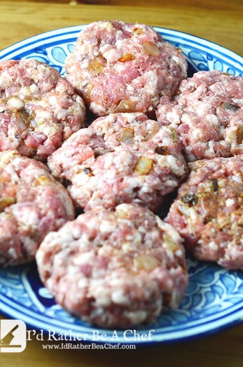 Mixing up all the delicious ingredients for the pork burgers recipe! 2.5 lbs of pork makes eight burgers! Pork Burgers Recipes, Meat Burger, Steak Burger, Recipe With Bacon, Hamburger Recipe, Ground Pork Recipes, Recipe Pork, Recipe Beef, Pork Ham