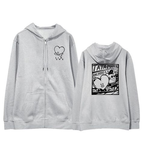 Bt21 Mang, Bts Clothing, Pop Clothing, Harajuku Men, Grey Hoodie Men, Mens Fashion Rugged, Sweatshirt Zipper, Kpop Bts, Boyfriend Style