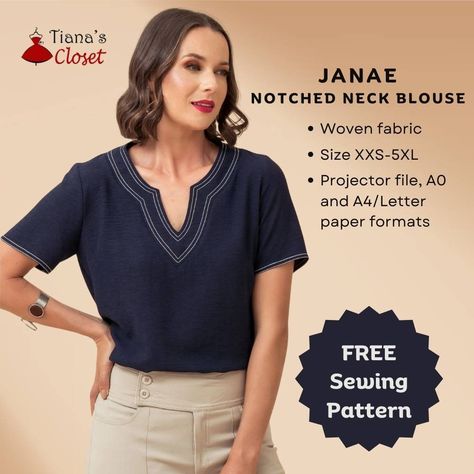 Free Blouse Sewing Pattern, Paper To Print, Puffed Sleeve Top, How To Make Spaghetti, How To Fold Sleeves, Sewing Elastic, Save The Earth, Free Pdf Sewing Patterns, Notched Neckline