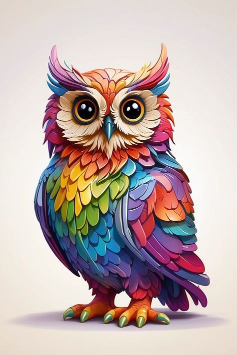 Rainbow colored cartoon owl 0 Cartoon Owl, Owl Cartoon, Rainbow Colors, Rainbow, Color