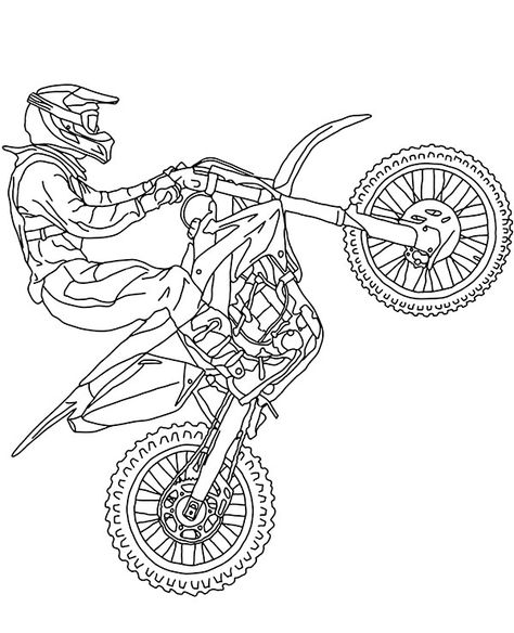 Motocross Tattoo, Motorbike Drawing, Race Car Coloring Pages, Cross Coloring Page, Motorbike Art, Dirt Biking, Bike Tattoos, Motorcycle Drawing, Printable Colouring