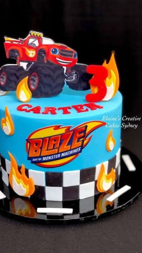 Truck Cake Design, Blaze Monster Truck Cake, Truck Birthday Cake Ideas, Monster Jam Birthday Cake, Blaze Monster Truck, Blaze Birthday Cake, Blaze And The Monster Machines Cake, Monster Jam Cake, Blaze Cakes