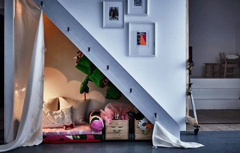 Kids Room Storage Solutions, Under Stairs Playroom, Space Under The Stairs, Under Stairs Nook, Kids Nook, Under Stairs Storage Solutions, Space Under Stairs, Stair Nook, Reading Nook Kids