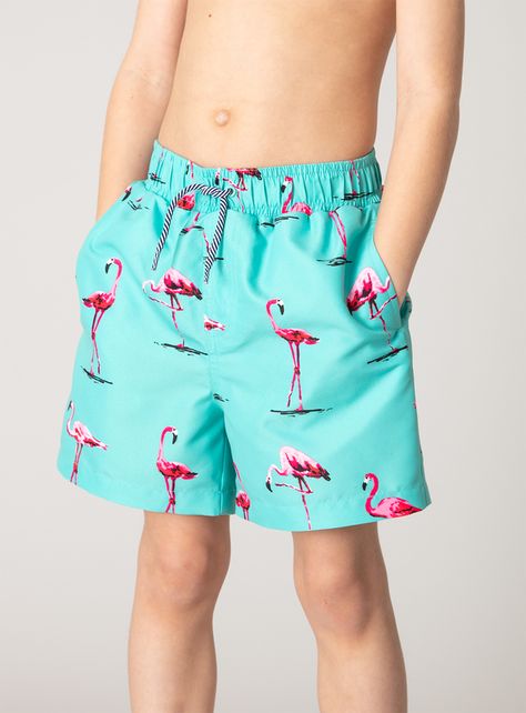 License & Character Shop Mini Me Green Flamingo Print Swim Shorts (3-14 Years) | Tu clothing Kids Swim, Tu Clothing, Flamingo Print, Printed Swim, Kids Swimming, Pink Flamingos, Mini Me, Swim Shorts, Baby Fashion