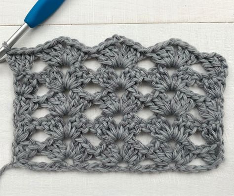 Crochet Lace Shell Stitch, Lacy Crochet Patterns Free, Crochet Shell Stitch Shawl Pattern Free, Scallop Crochet Stitch, Scallop Stitch Crochet, Scallop Crochet Pattern, She’ll Stitch Crochet, Shell Stitch Crochet Blanket, Shell Pattern Crochet