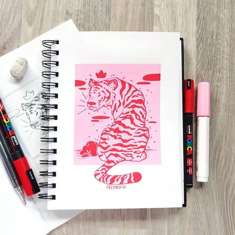 Renata Paton on Instagram: “oh he 🌸❤️ . something about a pink/red palette really just makes my lizard brain go apeshit. i've been thinking about two-colour drawings…” Posca Color Palette, Lizard Brain, Red Palette, Markers Art, Acrylic Markers, Posca Marker, Creature Concept Art, Art Pink, Creature Concept