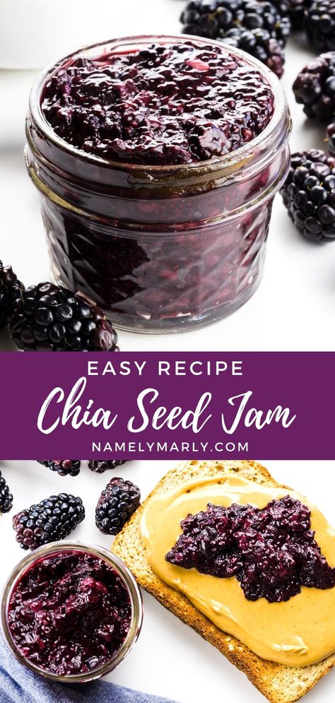 Blackberry Chia Jam, Chia Seed Jam Recipe, Mulberry Jam, Chia Jam Recipe, I Lost 100 Pounds, Chia Seed Jam, Seed Recipes, Chia Seed Recipes, Healthy Food Menu