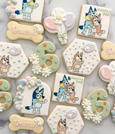 All Posts • Instagram Bluey Birthday Cookies For Girl, Bluey Themed Cookies, Bluey Sugar Cookie, Bluey Cookies For Girl, Bingo Cookies, Bluey Cookies, Fondant Biscuits, Fiesta Bluey, Custom Sugar Cookies