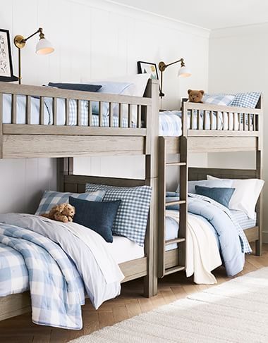 Kids Bedroom Furniture | Pottery Barn Kids Bunk Beds Pottery Barn Kids, Bunk Bed Room, Bunk Bed Rooms, Double Bunk Beds, Bunk Rooms, Shared Bedroom, Twin Bunk Beds, Kids Bunk Beds, Bunk Room