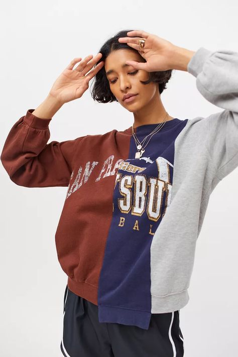 San Francisco Spliced Crew Neck Sweatshirt | Urban Outfitters Sweatshirt Patches, Patch Sweater, Aw 23, Graphic Tees For Women, Stylish Hoodies, Gingham Shorts, Mini Slip Dress, Women Sports, Women's Activewear