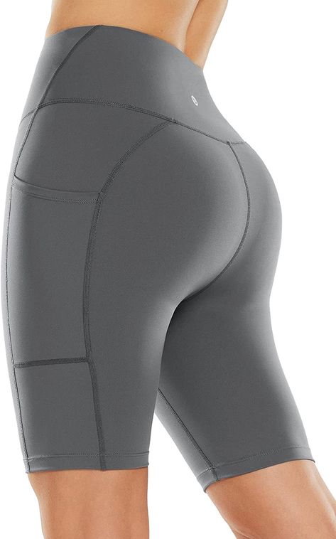 Amazon.com: BALEAF Women's Light Compression Biker Shorts 8" High Waisted Yoga Gym Spandex Shorts Side Pockets Black L : Clothing, Shoes & Jewelry Ladies Gym Wear, Comfortable Dress Pants, Gymwear Outfits, Golf Shorts Women, Cute Gym Outfits, Sportswear Fashion, Womens Fashion Inspiration, Yoga Gym, Spandex Shorts