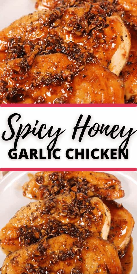 This Spicy Honey Garlic Chicken is a stunning 30 minute meal. My mouth is watering just thinking about it. It is a quick, easy chicken recipe that will have you coming back for more. Honey Glazed Sweet And Spicy Chicken, Chili Oil Chicken Recipe, Honey Parmesan Chicken, Honey Garlic Chicken Side Dishes, Hot Honey Chicken Marinade, Chicken Thigh Recipes Spicy, Winter Chicken Breast Recipes, Spicy Chicken Thigh Recipes, Hot Honey Chicken And Rice