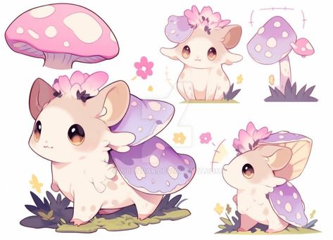 Kawaii Fantasy Creatures, Chibi Fantasy Creatures, Cute Fantasy Creature Concept Art, Fantasy Cute Creatures, Creature Design Cute, Cute Creatures Art, Cute Mystical Creatures, Cute Creatures Drawing, Fantasy Creatures Cute