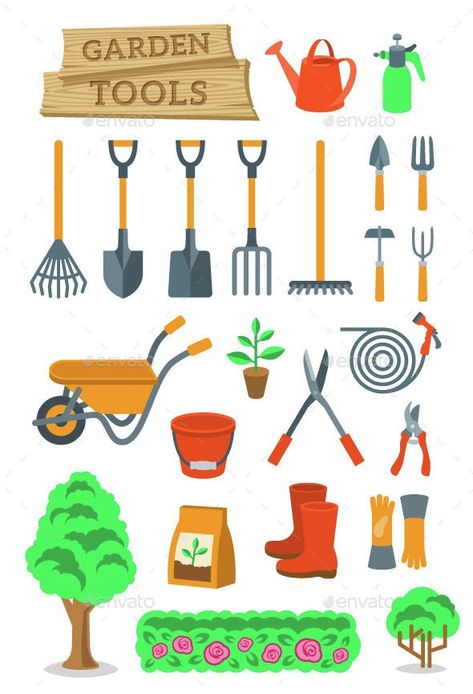 Farm Tools Drawing, Gardening Tools Illustration, Game Controller Art, Tools Illustration, Agriculture Tools, Tools For Gardening, Garden Tools Design, Garden Objects, Farming Tools