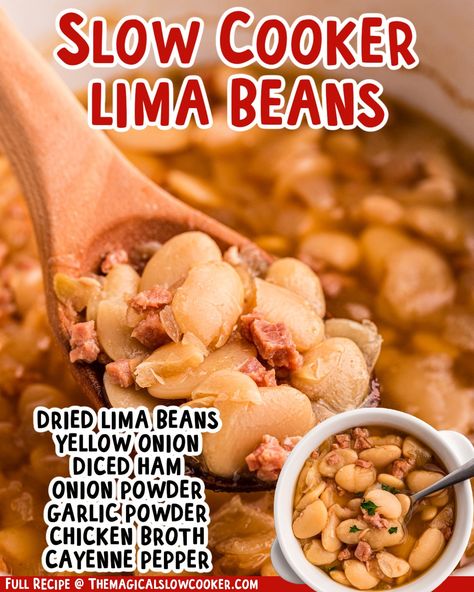 Lima Beans And Ham Crockpot, Dry Lima Beans In Crockpot, Ham And Lima Beans Crock Pot, Dried Lima Beans In Crockpot, Crockpot Lima Beans Slow Cooker, Lima Beans With Ham Hocks, Dried Large Lima Bean Recipes, Lima Bean Soup Crockpot, Ham And Lima Beans