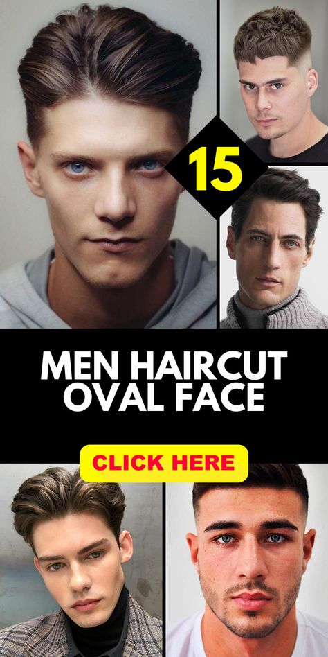 Explore the best men's haircuts for oval faces that have been carefully curated to suit your unique facial structure. Our boards showcase a variety of styles, ranging from classic to contemporary, ensuring that you find inspiration that aligns with your personal preferences and allows you to confidently rock a haircut that complements your oval face shape. Men Haircut Styles Oval Face, Oval Shape Men Hairstyle, Haircuts For Men With Oval Faces, Hair Styles For Oval Faces Men, Men’s Hairstyles For Oval Face Shape, Face Shape And Haircut, Best Oval Face Hairstyles Men, Oval Men Hairstyle, 2x3 Haircut For Men