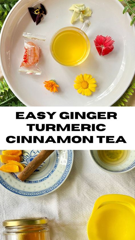 Looking for a good homemade Ginger turmeric tea recipe? I've made this nourishing drink dozens of times. You only need a few simple ingredients for turmeric cinnamon lemon ginger honey tea! Perfect warming drink for winter and cold days. turmeric tea benefits / sore throat tea Teas For Sore Throat, Ginger Honey Tea, Homemade Teas, Ginger Cinnamon Tea, Turmeric Tea Benefits, Throat Tea, Sore Throat Tea, Ginger Tea Benefits, Turmeric Ginger Tea