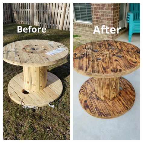 How to Upcycle Wooden Spools to look amazing!! Diy Cable Spool Table, Wood Spool Tables, Wire Spool Tables, Wooden Cable Reel, Cable Spool Furniture, Wooden Spool Tables, Cable Spool Tables, Wooden Cable Spools, Wooden Spool Projects