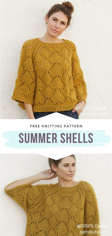 Free Knitting Patterns For Women Jumpers Sweaters Lion Brand, Spring Sweater Knitting Pattern, Free Knit Dress Pattern, Ladies Knitting Patterns Free Sweaters, Free Dk Knitting Patterns For Women, Knitting Patterns Free Sweater Ladies, Hand Knitted Sweaters For Women Free Pattern, Knit Pullover Pattern Free, Double Knitting Patterns Free