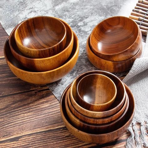 Wood Bowls And Plates, Wooden Dish Set, Wooden Dinnerware Set, Wood Plates Ideas, Japanese Kitchenware, Wooden Dinnerware, Wooden Plates And Bowls, Restaurant Japanese, Gerobak Dorong