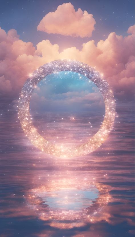 Dreamcore aesthetic art of a glittering glowing portal over a fantasy ocean and sky Portals Fantasy Art, Dreamy Art Aesthetic Wallpaper, 111 Portal 2024, Magic Portal Fantasy Art, Transcendence Aesthetic, 1010 Portal, Fantasy Portal Art, Shifting Portal, Magic Portal Art