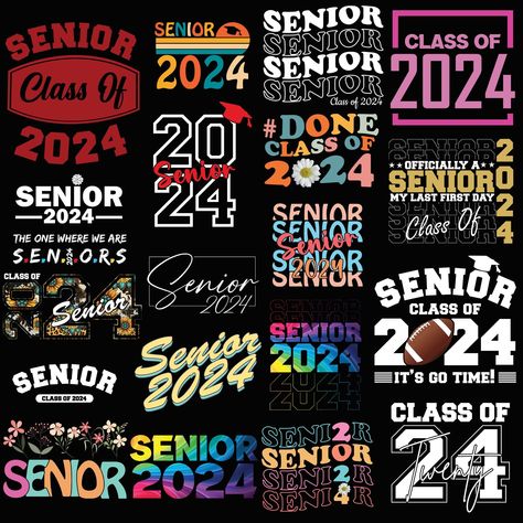 2024 Senior Graduation SVG Bundle includes 10 unique designs perfect for creating custom graduation announcements, invitations, and more. #seniorgraduation #2024grad Class Of 2024 Shirt Ideas, Senior T Shirts Ideas Design, Hoodies Design Ideas, Seniors 2024, Shirt Svgs, School Shirt Svg, Senior Class Shirts, Senior Year Fun, Graduation Svg