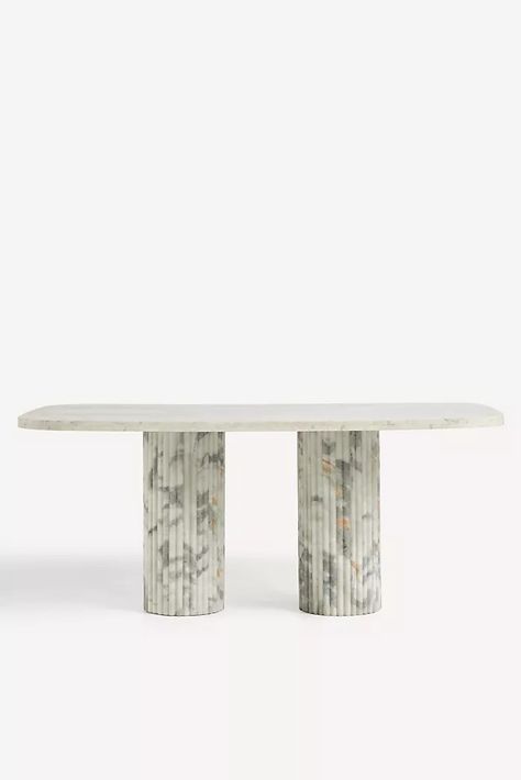 Shop All Furniture | AnthroLiving Sand Marble, White Marble Dining Table, Dining Table Rectangle, Faux Marble Dining Table, Marble Pillar, Marble Dining Table, Rectangle Dining Table, Marble Dining, Drink Table