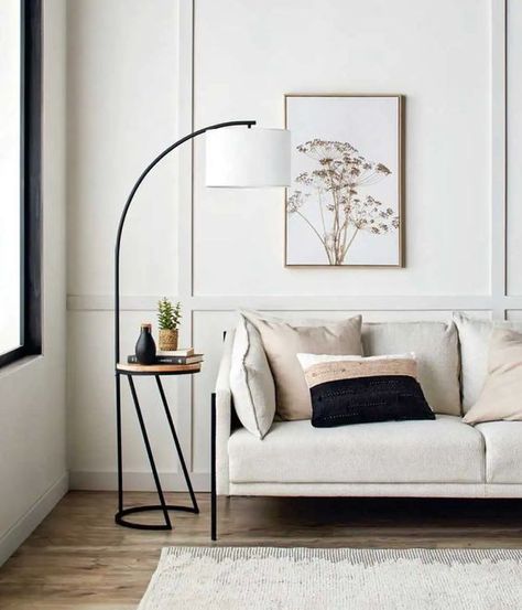 Living Room Lamps Table Modern, Modern Living Room Lamps Floor Lamps, Lamp Shade Living Room, Standing Lamp With Table, Living Room Lamp Table, Organic Modern Living Room Floor Lamp, Side Table Lamp Living Room, Lamp Floor Living Room, Arched Floor Lamp Living Room