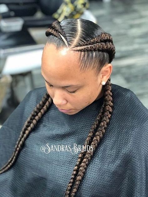 Conroll Styles With Braids, Two Braid Hairstyles, 4 Braids, Twisted Hair, Big Braids, Hair Braiding Styles, African Hair Braiding, Feed In Braids Hairstyles, Feed In Braids