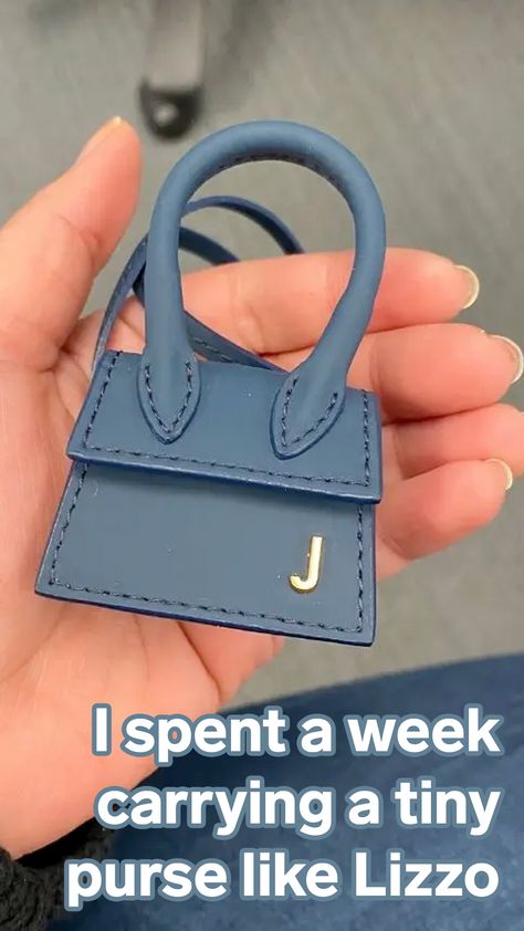 I spent a week carrying a tiny purse like Lizzo, but the 2-inch accessory is so impractical that it should stay on the red carpet Tiny Purses, Tiny Purse, Navy Blue Purse, Timberland Boots Black, Fashion School, Black Timberlands, Blue Purse, Luxury Purses, Trending Handbag