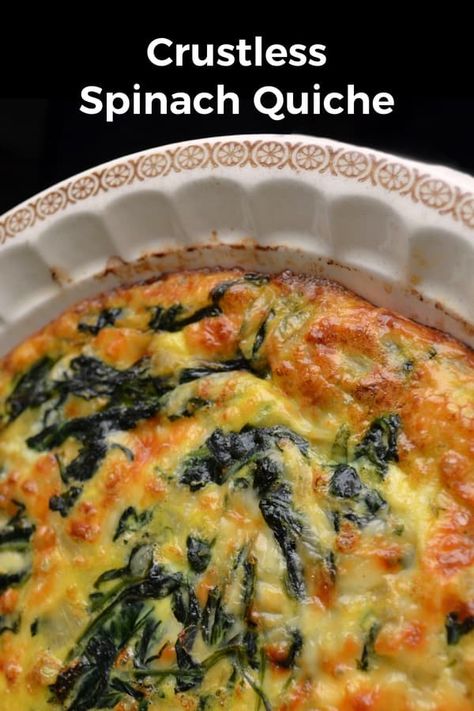 Spinach And Artichoke Squares, Elegant Ricotta And Spinach Quiche, Fresh Spinach Recipes Easy, Basic Crustless Quiche Recipe, Quiche Florentine, Quiche Easy, Crustless Spinach Quiche, Quiche Recipes Crustless, Vegetarian Quiche Recipes